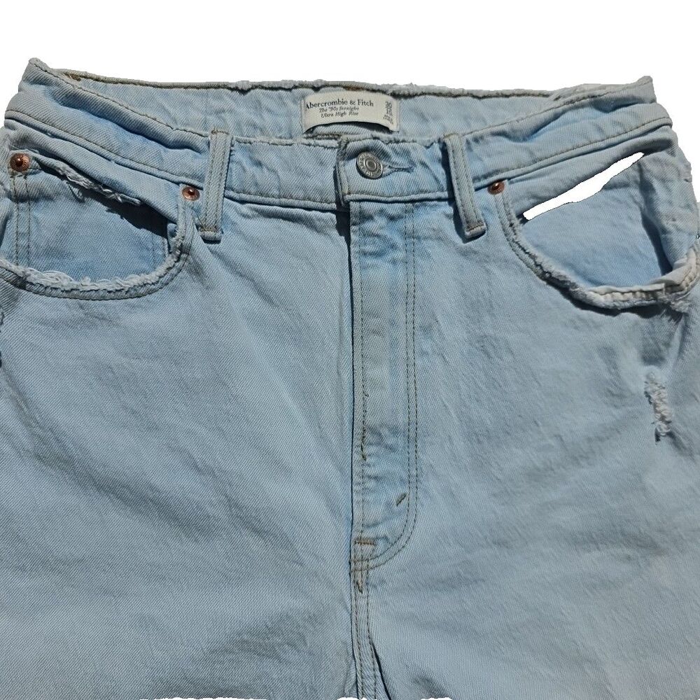 Abercrombie & Fitch Jeans '90s Straight High Rise 10 Wide Baggy Distressed Y2K - Picture 3 of 12